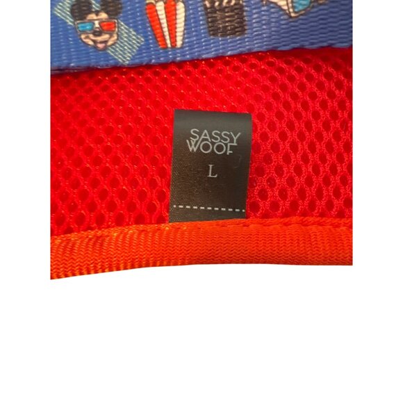 Disney Sassy Woof Adjustable Dog Harness Mickey Mouse Blue Red Popcorn Sz L NWT - Picture 6 of 6